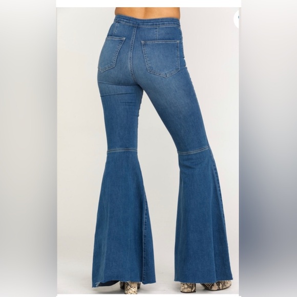 FREE PEOPLE WOMEN'S DARK WASH HIGH RISE JUST FLOAT ON FLARE JEANS size 26 5🌟 - Picture 4 of 16